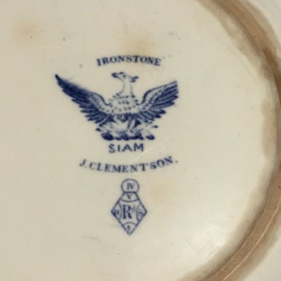 Antique flow blue plate by J. Clementson Ironstone -  9 1/2 inches  - "Siam" - Picture 5 of 5